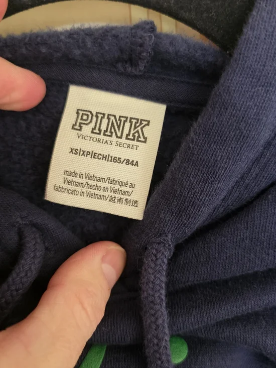 PINK Navy Cropped Hoodie & Jogger Set with Green Script - Picture 2 of 2